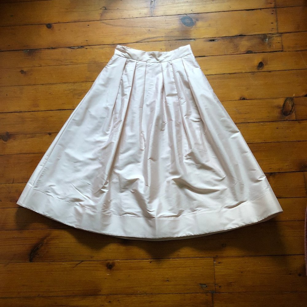 Monique Lhullier lined midi skirt in blush, size 6